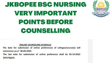 JKBOPEE BSC NURSING VERY IMPORTANT POINTS BEFORE COUNSELLING