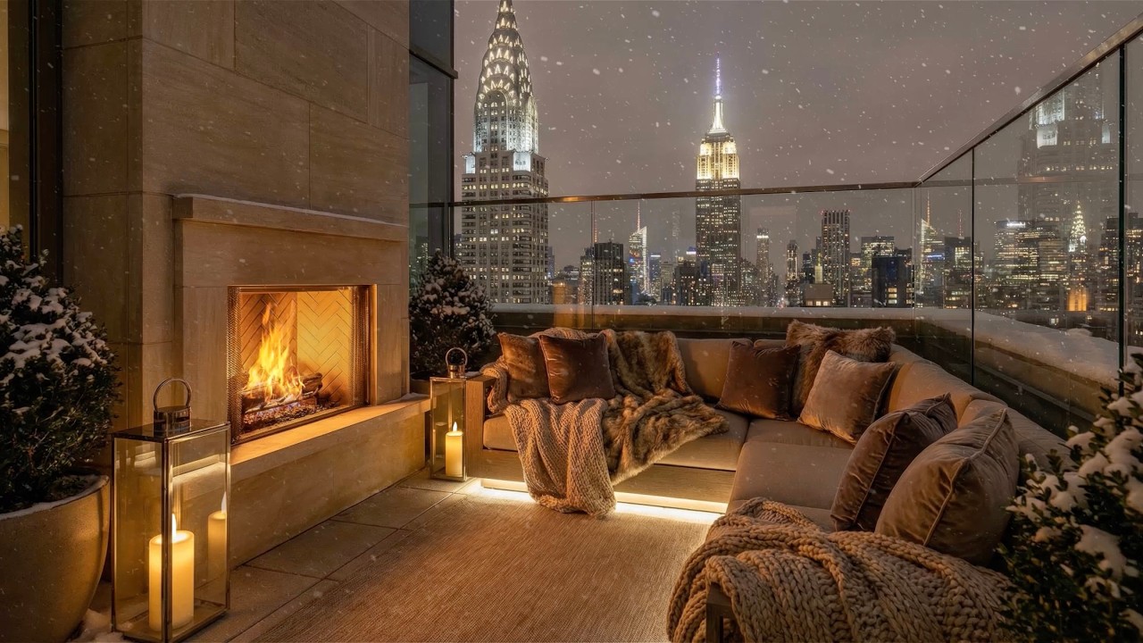 New York City Winter Midnight: Cozy Balcony Ambience for Sleep, Unwind ...