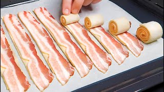 My sister from America taught this recipe to me! Puff pastry rolls with bacon! by Baking Day 11,709 views 1 month ago 8 minutes, 3 seconds