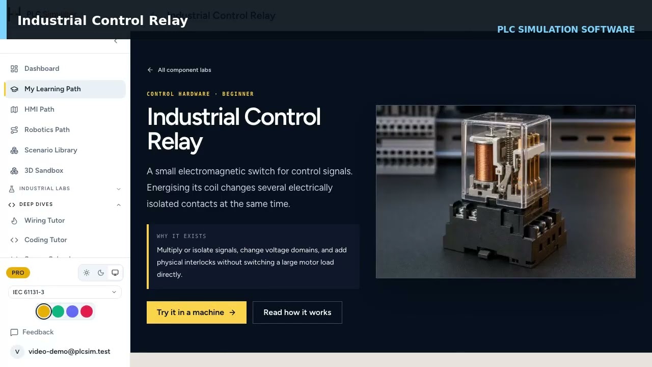 Industrial Control Relay — Coil, NO and NC Contacts