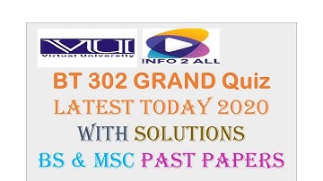 BT 302 Grand quiz 30/12/2020 latest today