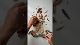 Jesus Walks on the Rough Sea of Galilee ✝️🌊 #Jesus #Bible #WoodArt #Christian #Shorts #Faith