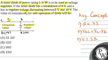 A zener diode of power rating 1.6 W is to be used as voltage regulator. If the zener d....