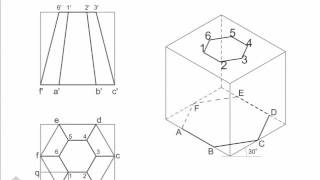 Information Engineering Drawing - How to Draw Isometric View Of Frustum Of Hexagonal Pyramid. Guide