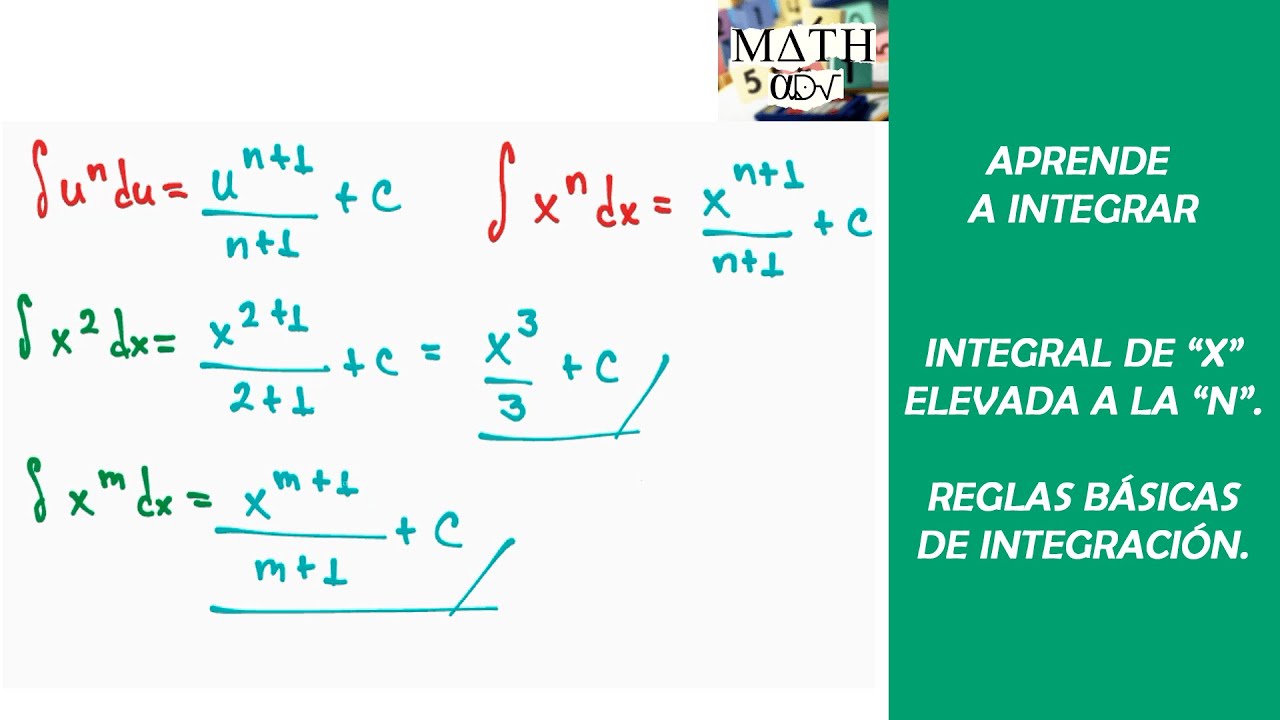 Integral de X elevado a la n potencia. Reglas básicas para integrar