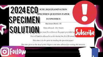 Icse 2024 Economics Specimen Question Paper Solution || 2024 Sample Paper Economics Solution .