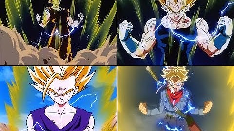Goku, Vegeta, Gohan and Trunks go Super Saiyan 2 for the first time (Dragon ball Z Japanese)