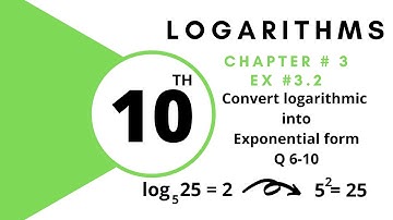 Convert from Exponential to Logarithmic Form Chapter 3 | Logarithms | Class 9 & 10 | Ex 3.2 |Q 5-10|