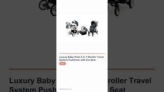 Luxury Baby Pram 3 in 1 Stroller Travel System Pushchair with Car Seat in Blue