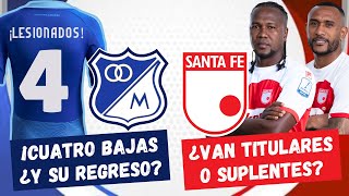 ¿Cuándo Regresan las 4 Bajas en Millonarios? ¿Santa Fe Con Titulares o Suplentes? | #FutbolDC