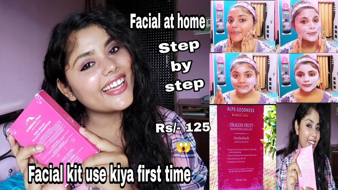 Facial at home step by step Alps goodness dragon fruit brightening facial kit 😱only 125