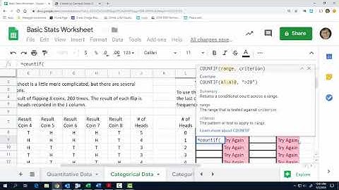 Frequency Table and Relative Frequency Tables with Google Sheets
