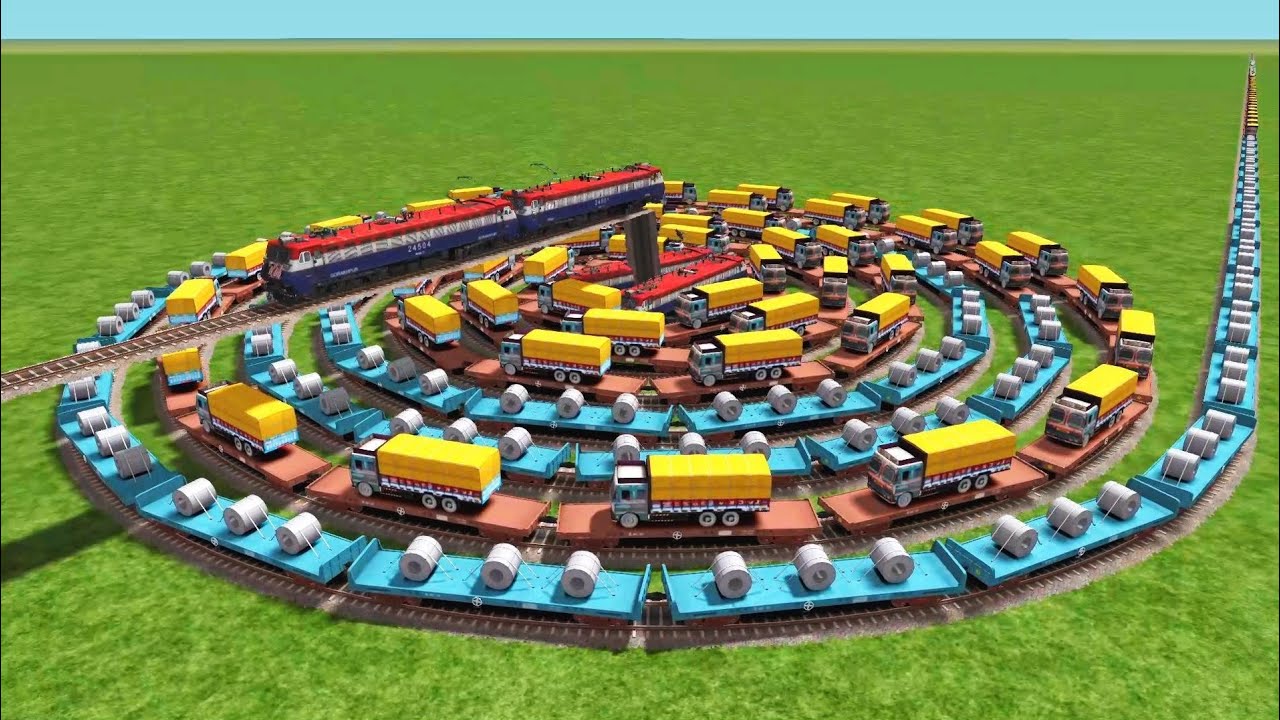 Trains Crossing At Diamond Railroad Tracks around circle Tracks | Indian Railroad/ train Video 