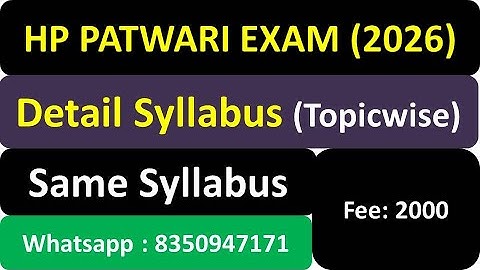 HP PATWARI SYLLABUS 2025: Detailed Exam Pattern & Preparation Strategy | HP PATWARI SYLLABUS 2025