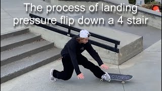 The process of Landing pressure flip down a 4 stair