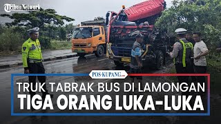 Truk Tangki Pecah Ban dan Tabrak Bus Dali Prima di Lamongan, Tiga Penumpang Luka-Luka