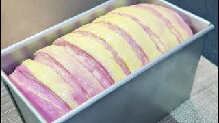 Purple Potato Swirl Milk Loaf Bread Recipe紫薯双色牛奶土司面包食谱|柔软拉丝|Bread Recipe|Soft Fluffy Stringpull