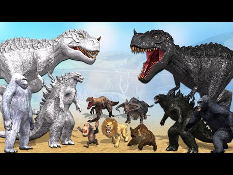 Dinosaur Gorilla Godzilla Black And White Animals || Cartoon Godzilla Comedy video