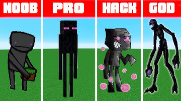 Pixel Art NOOB vs PRO vs HACKER vs GOD Enderman in Minecraft