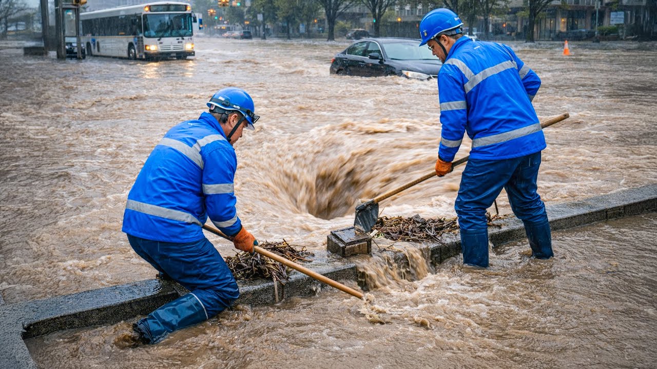 Street Flood Defeated by Massive Water Suction