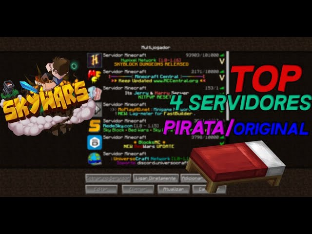 Minecraft: MELHOR SERVIDOR PIRATA DE BED WARS & MURDER DE TODOS