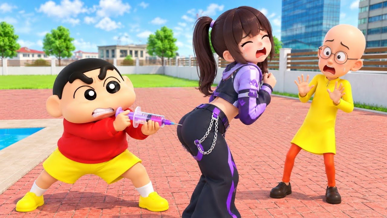 pi_chan　⭐️ Shinchan Injected a Giant Purple Syringe into a Girl! 💉 | Funny