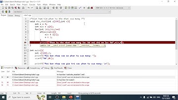 Lập trình C 33 : Dữ liệu kiểu mảng: Viết hàm tìm phần tử lớn nhất, nhỏ nhất của mảng.
