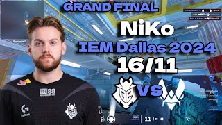 G2 NiKo (16/11) vs Vitality (Nuke) @ IEM Dallas 2024 Grand final #cs2 #pov #demo