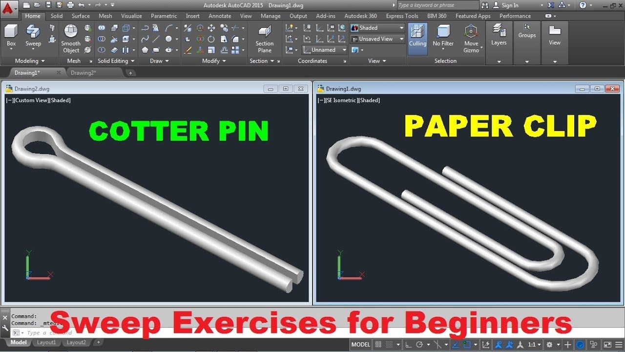  AutoCAD 3D Practice Drawing for Sweep Command AutoCAD 3D 