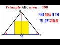 Can you find area of the Yellow Square? | (inscribed in a Triangle) | #math #maths | #geometry