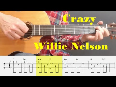Crazy - Willie Nelson - Fingerstyle Guitar Tutorial Tab