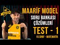Test - 1 | Hız Yayınları Maarif Matematik Soru Bankası Çözümleri