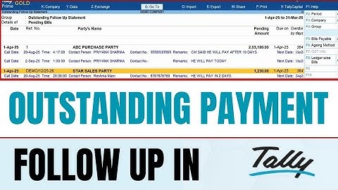 Outstanding Payment Follow up in TallyPrime 