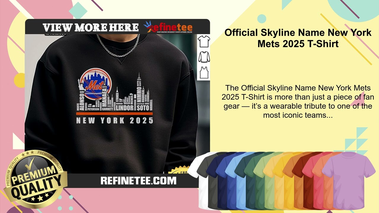 Official Skyline Name New York Mets 2025 T-Shirt - Refinetee