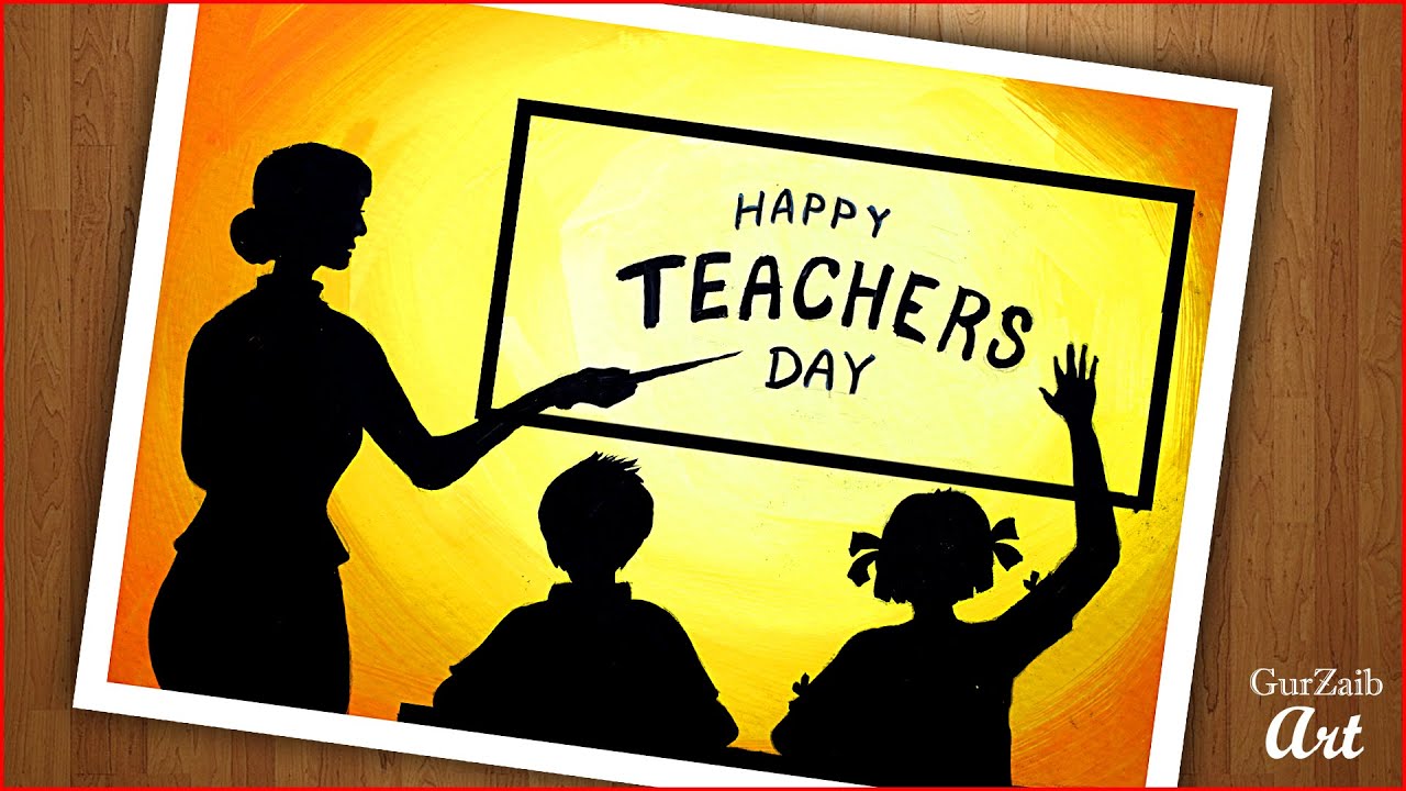 Happy Teachers day drawing || poster colors painting art for ...