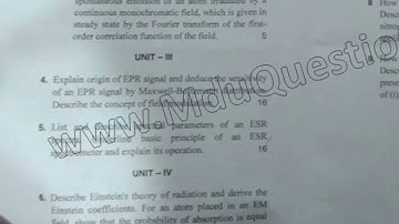 MSc Physics 4th Sem Atomic & Molecular Physics Question Paper