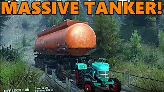 Spin Tires TINY Tractor vs MASSIVE TANKER! Spin Tires TINY Tractor vs MASSIVE TANKER!