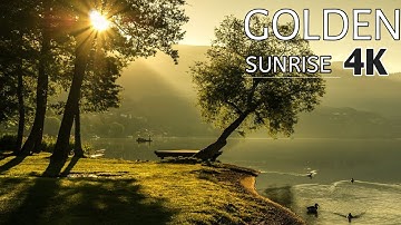 4K Golden Sunrise   Nature Relaxation Video   Relaxing Sea Ocean Waves Sounds   NO MUSIC   UHD 2160p
