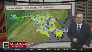 Rainy wet weather to pass through Maryland Wednesday evening