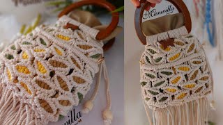 شنطه مكرميه الجزء الأول /غرزه مزدوجه/ ورق شجر مكرميه / bag macrame/ manal_elmawardy