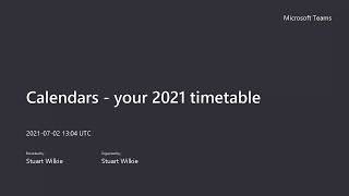 Calendars - Your 2021 timetable – Friday 2nd July at 2pm