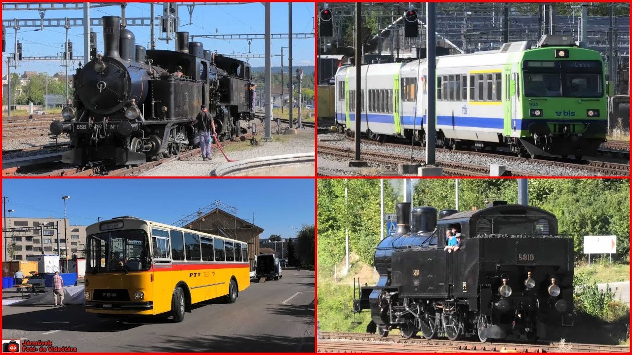 2018.08.11 | Dampftag Lyss 2018 és BLS vonatok Lyss állomáson (Züge in Lyss)