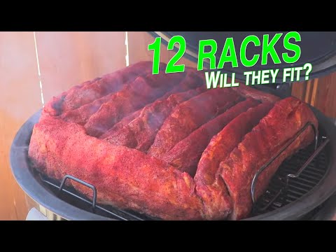 12 racks of ribs on the Weber Summit Charcoal Grill at once time! Smoked baby back ribs