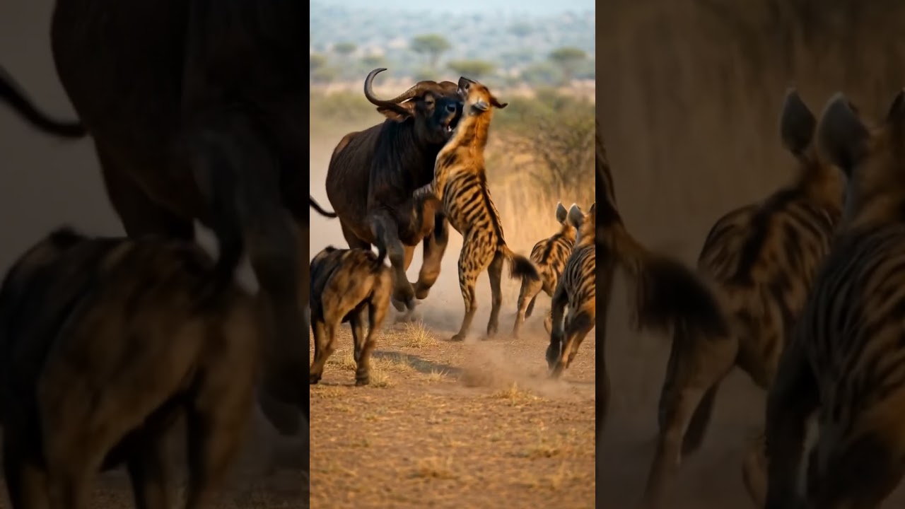 Buffalo Mom Saves Calf | Hyena Ambush Turned Around (Wildlife Shorts) | 