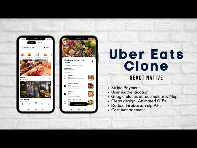 Uber Eats clone - React Native • (Stripe Checkout, Authentication, Google places & Map) • CP