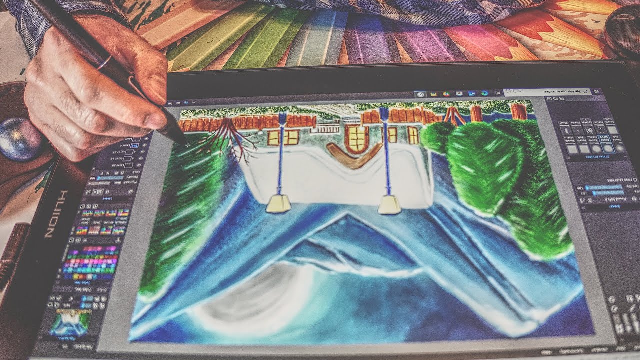 Winter Cabin Goauche Painting in Rebelle 6 - Complete Tutorial