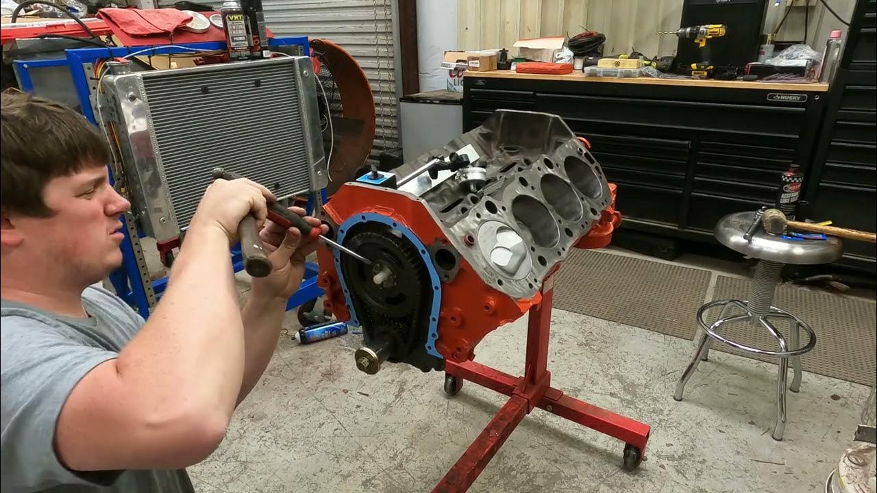degree in camshaft with feeler gauge setting cam end play BURNT BBC