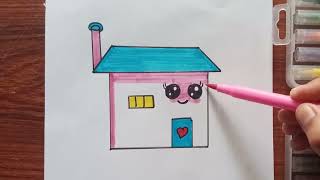 How To Draw A Cute House Kids Drawing