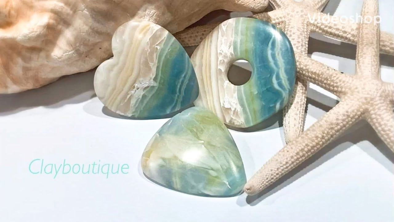 Polymer Clay Faux Blue Banded Agate + BONUS piece!