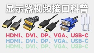 显示器视频接口科普：看完就懂HDMI、DP、DVI、VGA、USB C 